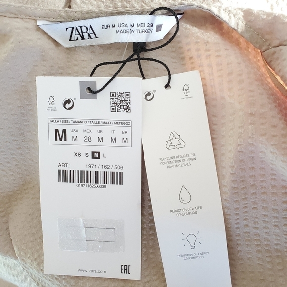 New Zara Textured Linen Blend V-Neck Sleeveless Belted Tan Jumpsuit NWT Size M - Picture 14 of 16